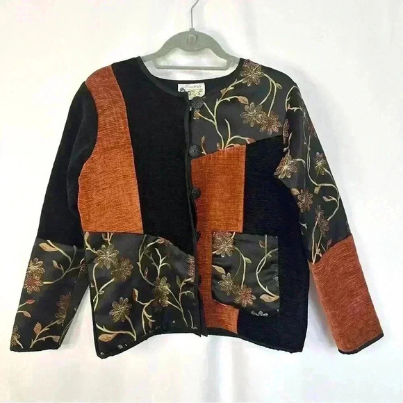 Freestyle Blazer Coat Embroidery Patchwork Tapestry Beaded Grannycore Size Small - Picture 1 of 11